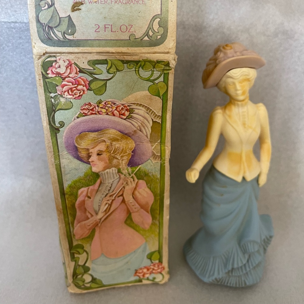 On The Avenue Vintage Avon Box with Lady Dress in Victorian Area